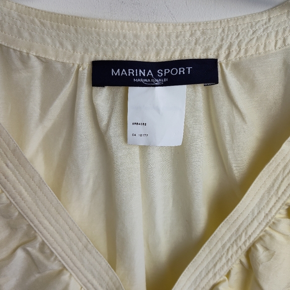 Silk Marina Rinaldi Sport blouse ivory shirt cotton lightweight 31 US 22 ruffle - Picture 2 of 15
